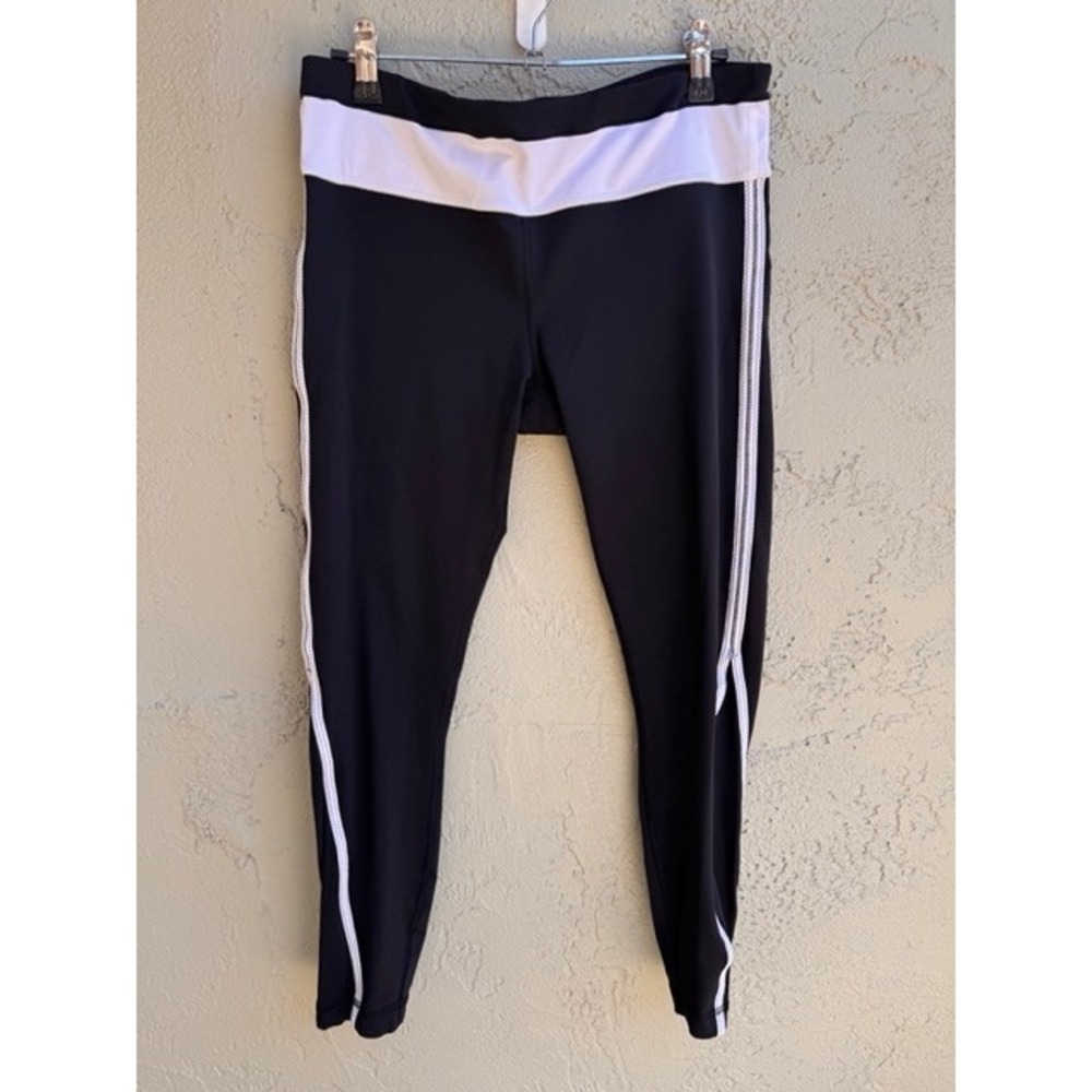 Lululemon Run Inspire Tight II Black White Stripe Leggings Pants SZ 8 Athleisure - Picture 2 of 8